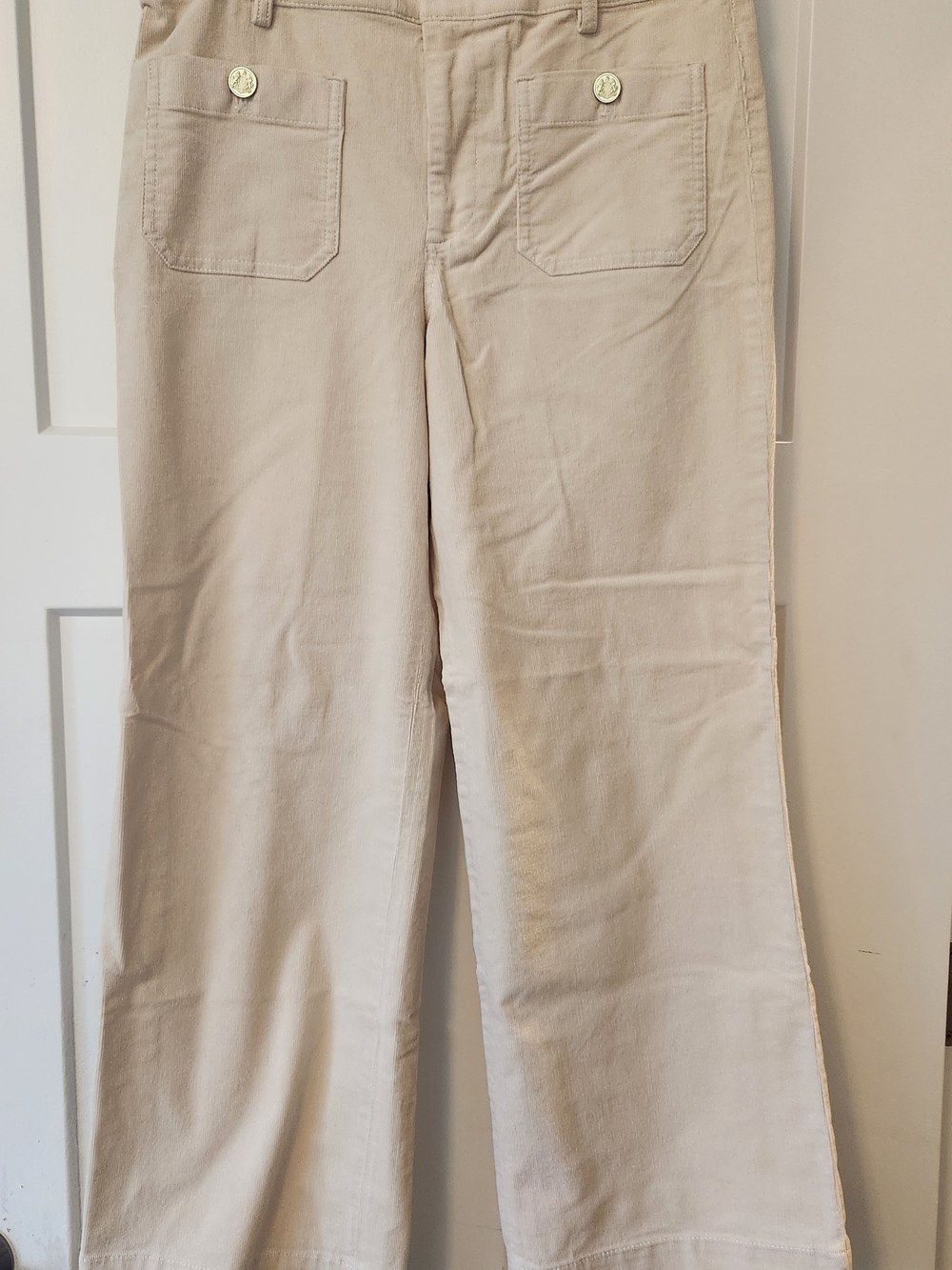 J. Crew Factory Corduroy Lizzie Wide Leg Pant in Light Cream